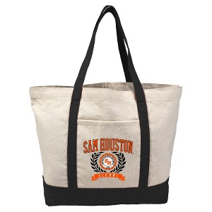 Sam Houston State Bearkats Alumni Seal Canvas Tote Bag With External Pocket, Reusable Shoulder Bag for Shopping, School, Beach - 1 of 4
