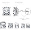 5-Pack Princess Cut CZ Stud Earrings - 18K White/Yellow/Rose Gold Plated Square Cubic Zirconia Earrings - 3 of 4