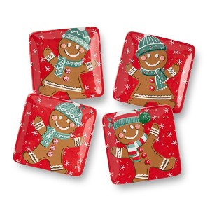 Certified International (Set of 4) 6" Christmas Whimsy Gingerbread Canape Plates - 1 of 4