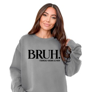 Simply Sage Market Bruh Formerly Mom Garment Dyed Sweatshirt - S - Grey - 1 of 4