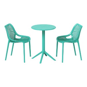WestinTrends Playa 3-Piece Outdoor Resin Patio Bistro Set with Stackable Patio Dining Side Chairs - 1 of 4