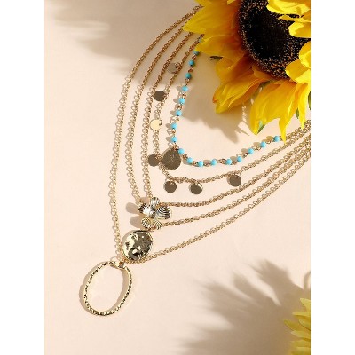 Women's Textured Multi-Layer Necklace - California Gold