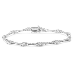 Haus of Brilliance Silver 1/4 Cttw Diamond Miracle-Set Flared-Bar Link-Style Tennis Bracelet - 1 of 4