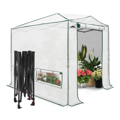 EAGLE PEAK 8'x6' Portable Walk-in Greenhouse with Zippered Doors and Windows
