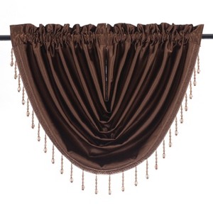 Kate Aurora Ultra Lux Faux Silk Regency Crinkle Rod Pocket Semi Sheer Crystal Beaded Window Valance - 1 of 4
