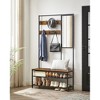 VASAGLE Coat Rack Shoe Bench with Mirror Hall Tree with Bench Rustic Brown and Black - 2 of 4