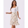 INSPIRE CHIC Women's Floral Ruffle Elastic High Waist Button Flowy Split Skirt - 2 of 4