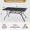 Syemin Patio Side Table Set of 2, Outdoor Dining Table with 1.57" Umbrella Hole, Metal Furniture for Patio and Poolside, Black, 60"*35.43"*29" - 2 of 4