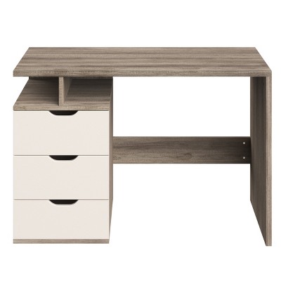 Computer Desk - Contemporary Desk with Attached 3-Drawer File Cabinet - For Home Office, Bedroom, Computer, or Craft Table by Lavish Home (White)