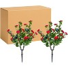 23in Artificial Topiary Flower with Ground Spike-Artificial Topiary Ball Trees with Rose Flowers- PE Fake Plants with Metal Stakes for Indoor and Out - 3 of 4