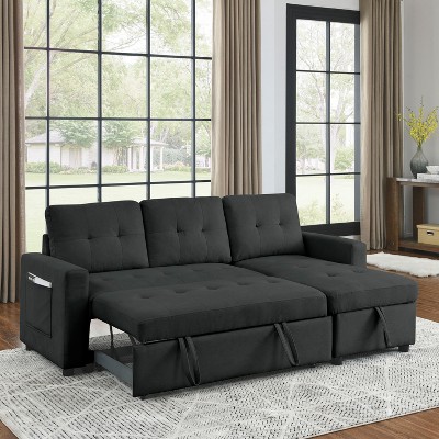 78.5" Sleeper Sofa Bed Reversible Sectional Couch with Storage Chaise and Side storage bag