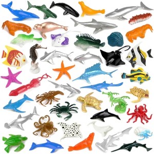 46-Pack Mini Ocean Animal Toys, Assorted Vinyl Plastic Sea Creature Figures for Kids Party Favors and Educational Play - 1 of 4