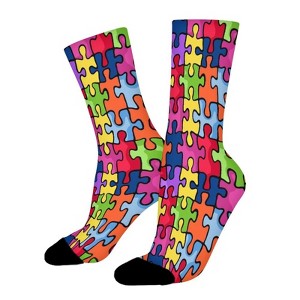 Autism Awareness Women Printed Crew Socks Funny Funky Socks Soft Polyester Novelty Gifts for Artists Men - 1 of 1