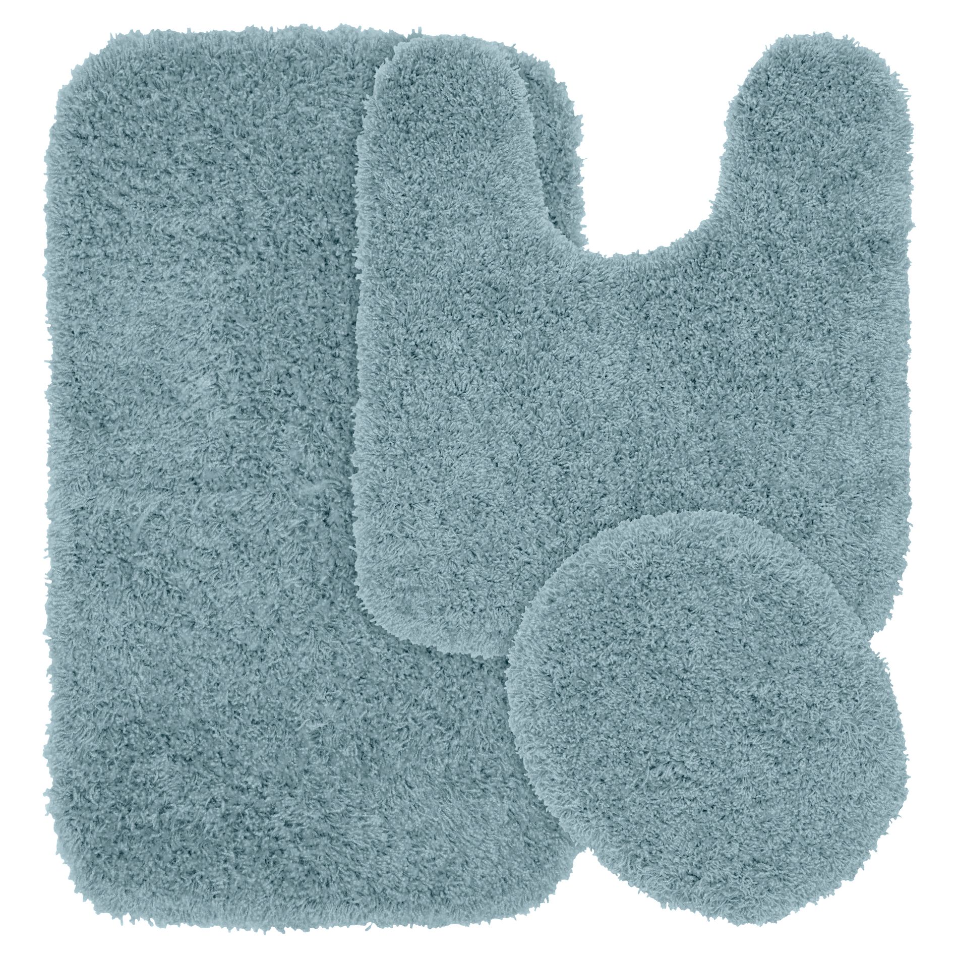 3pc Jazz Shaggy Washable Nylon Bath Rug Set Basin Blue - Garland: Includes Lid Cover, Non-Skid, Tufted