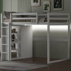 PAGED Full Size Loft Bed Simple Modern Metal Bed Frame with Desk, 3 Linen Drawers, LED and Guardrail for Bedroom - 2 of 4