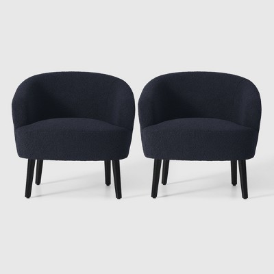 WestinTrends Alexandria 29" Wide Mid Century Modern Faux Shearling Barrel Accent Arm Chair (Set of 2)
