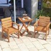 Costway 2/4 PCS Patio Hardwood Chair Wood Dining Armchairs Breathable Slatted Seat Garden - 4 of 4