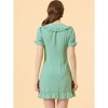 INSPIRE CHIC Women's Plaid Gingham Puff Sleeve Ruffle Peter Pan Collar Vintage Dress - 4 of 4