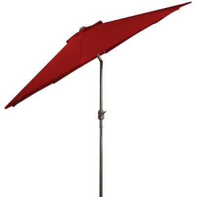 Red 9ft Outdoor Patio Market Umbrella with Hand Crank and Tilt