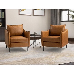 Set of 2 Felix Upholstery Livingroom Vegan Leather Armchair with Metal Legs | KARAT HOME - 1 of 4