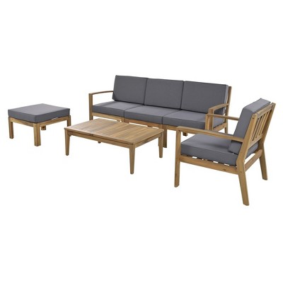 4/6 Piece Patio Sofa Sets With Coffee Table, 2 Chairs, Loveseat, 4 Cushions And Pillows, Woven Rope Conversation Set For Porch Backyard