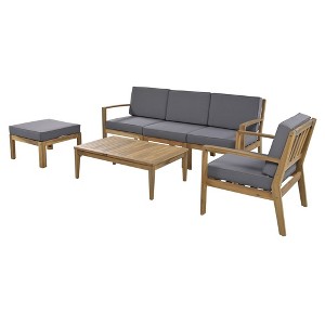 4/6 Piece Patio Sofa Sets With Coffee Table, 2 Chairs, Loveseat, 4 Cushions And Pillows, Woven Rope Conversation Set For Porch Backyard - 1 of 4