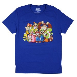 Super Mario Men's Group Graphic Print T-Shirt Mario Luigi Yoshi Toad - 1 of 3