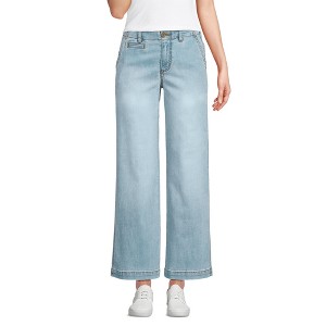 Lands' End Women's Mid Rise Denim Wide Leg Ankle Jeans - 1 of 4