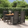 vidaXL Black Poly Rattan Garden Lounge Set - Reclining Chairs with Cushions and Acacia Wood Table, Modern Outdoor Patio Dining Furniture - 2 of 4