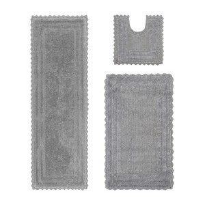 Lilly Crochet Collection 100% Cotton Tufted Reversible 3-Piece Bath Rug Set – Super Absorbent, Machine Washable Bathroom Mats with Crochet Pattern - 1 of 4