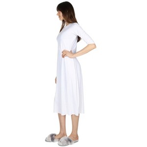 Memoi Women's Silky-Smooth Bonded 3/4-Sleeve 48" Slip Dress - 1 of 4