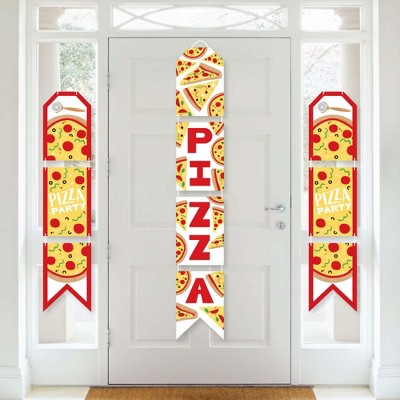 Big Dot of Happiness Pizza Party Time - Hanging Vertical Paper Door Banners - Baby Shower or Birthday Party Wall Decoration Kit - Indoor Door Decor