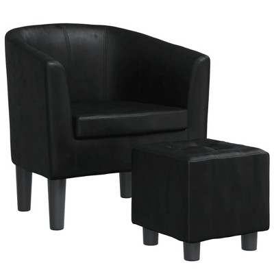 vidaXL Modern Tub Chair with Footstool - Faux Leather Seating for Living Room, Bedroom, Guest Room