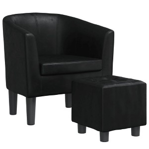 vidaXL Modern Tub Chair with Footstool - Faux Leather Seating for Living Room, Bedroom, Guest Room - 1 of 4
