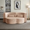 TiramisuBest Modern Floor Sofa,Convertible Plush Corduroy Sleeper Bed with 2 Pillows, Pink - 3 of 4