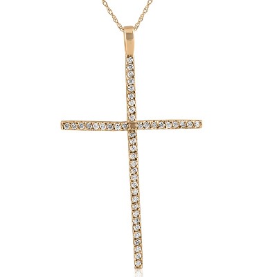 Pompeii3 3/4ct Pave Diamond Cross 14K Yellow Gold 2" Tall
