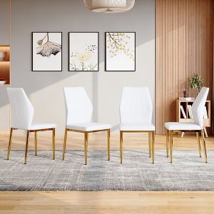Kumasinova 37" Mid Century Dining Chairs Set of 4/6,Breathable PU Leather Kitchen Chairs with Shell Design,Ergonomic Kitchen Chairs with Backrest - 1 of 4