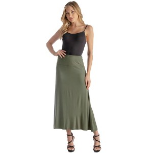 Womens Elastic Waist Maxi Skirt  - 24seven Comfort Apparel™ - 1 of 4