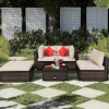 Tangkula 5PCS Rattan Sectional Sofa Set Patio Furniture Set w/ Beige Cushion Pillow - image 4 of 4