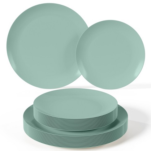 Trendables Disposable Plastic Dinnerware Set 80 Pcs Eucalyptus Green Plastic Plates For 40 Includes 40 X 8 Dessert Plates 40 X 10 Dinner Plates Target
