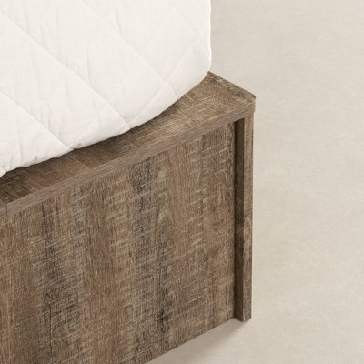 Weathered Oak Queen Storage Bed with Wicker Baskets