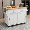 NicBex Mobile Kitchen Island Cart Morden Kitchen Storage Cabinets on Wheels with Sliding Barn Cabinet Door and 2 Drawers for Kitchen - 3 of 4