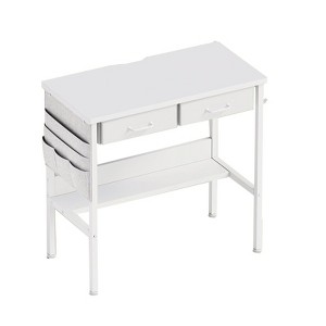Itopfox Small Desk with Drawers for Bedroom, Vanity Desk Without Mirror, Writing Table with Bookshelf, Computer Table with Storage Drawers, White - 1 of 4
