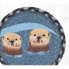 Earth Rugs Round Sea Otters Coaster – 7" Braided Jute Mat with Hand-Stenciled Ocean Otters Design in Soft Coastal Tones - 2 of 3