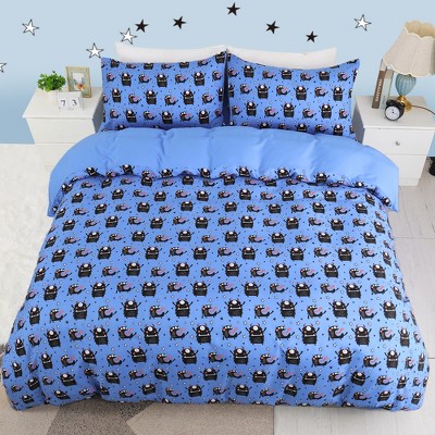 PiccoCasa Kids Cartoon Series Pattern Polyester Duvet Cover with 2  Pillowcases Bedding Set 3 Pcs Blue Twin