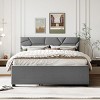 KTMBDW Full/Queen Size Upholstered Platform Bed with Brick Pattern Headboard and Twin Size Trundle, Linen Fabric - 2 of 4
