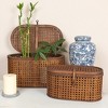 Storied Home Modern Decorative Oval Woven Rattan Storage Boxes, Set of 2 Sizes, Dark Brown Finish - 3 of 4