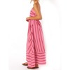 Women Summer Dress Square Neck Strappy Striped Backless Maxi Dress - 4 of 4