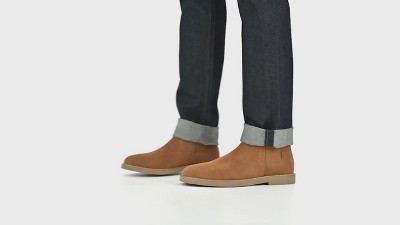 Men's Gray Faux Leather Chelsea Boot with Rubber Sole