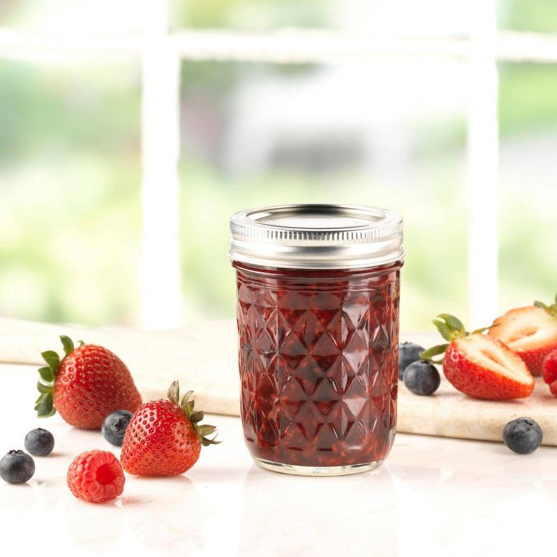 Ball 8oz. 12pk Glass Regular Mouth Quilted Mason Jar with Lid and Band, 5 of 9